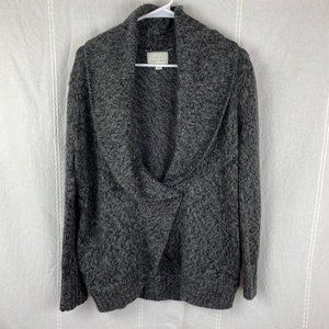 HINGE Knit Shawl Collar Oversized Cardigan Gray Marled Single Button Small
